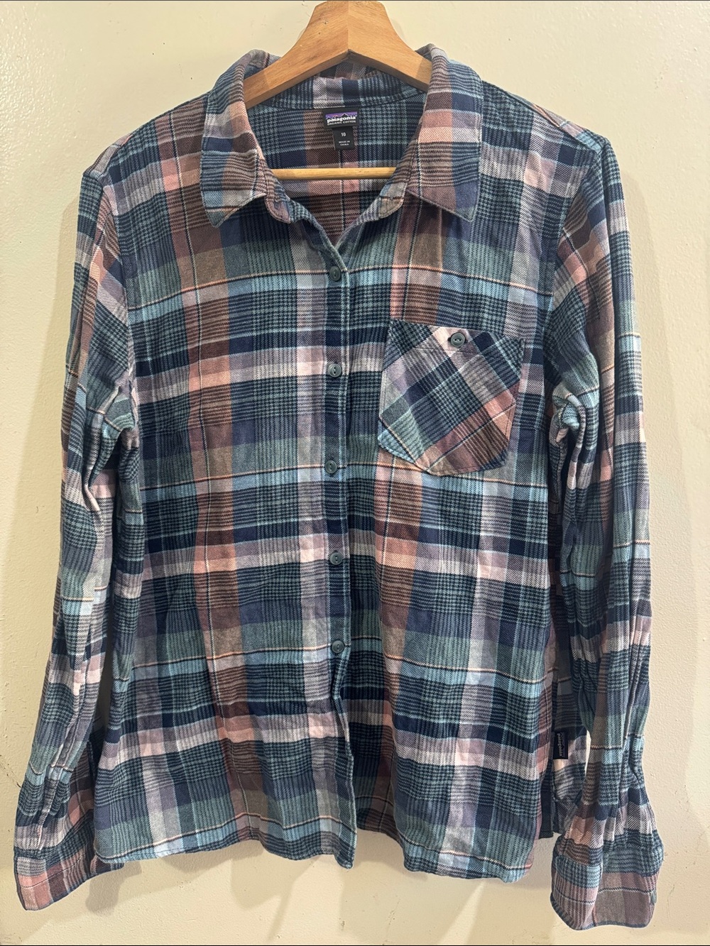 Patagonia Plaid Button-Down Shirt in Navy, Teal & Pink